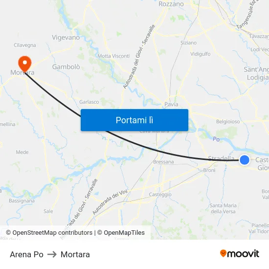 Arena Po to Mortara map