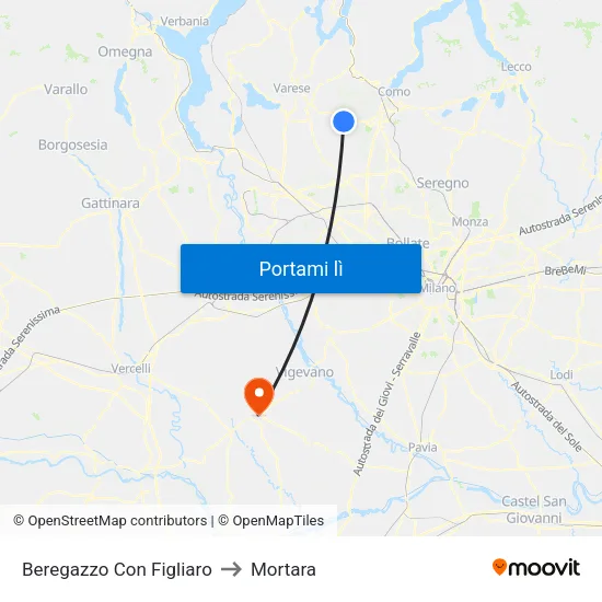Beregazzo Con Figliaro to Mortara map