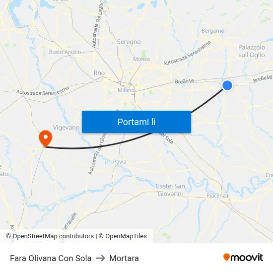 Fara Olivana Con Sola to Mortara map