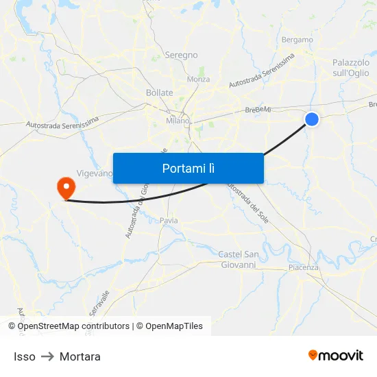 Isso to Mortara map