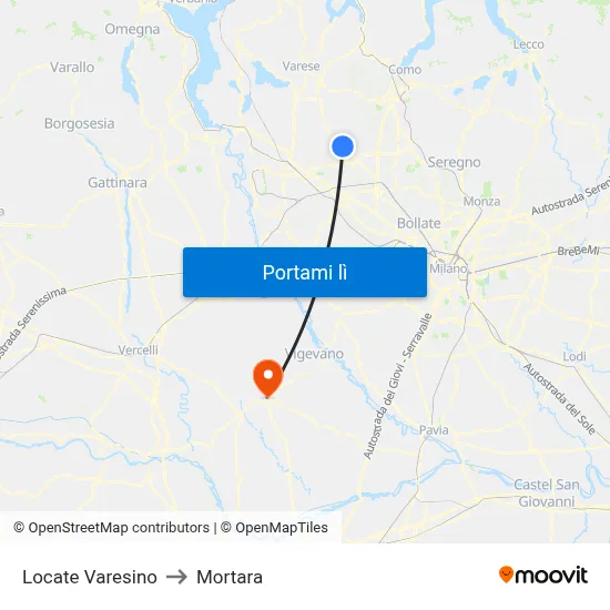 Locate Varesino to Mortara map