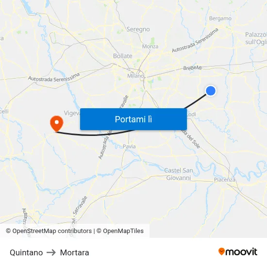 Quintano to Mortara map