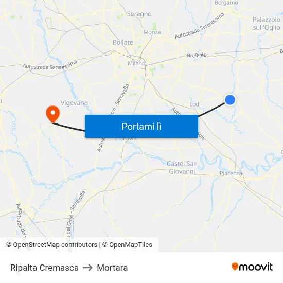 Ripalta Cremasca to Mortara map