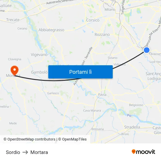 Sordio to Mortara map