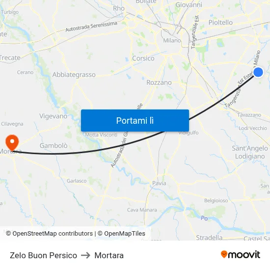 Zelo Buon Persico to Mortara map