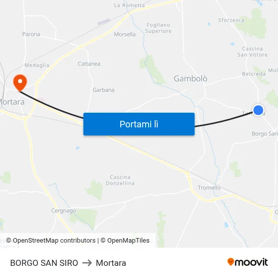 BORGO SAN SIRO to Mortara map