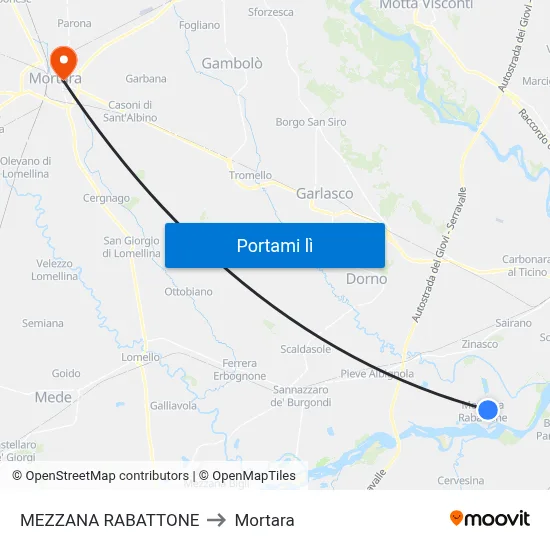 MEZZANA RABATTONE to Mortara map