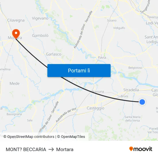 MONT? BECCARIA to Mortara map