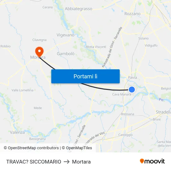 TRAVAC? SICCOMARIO to Mortara map