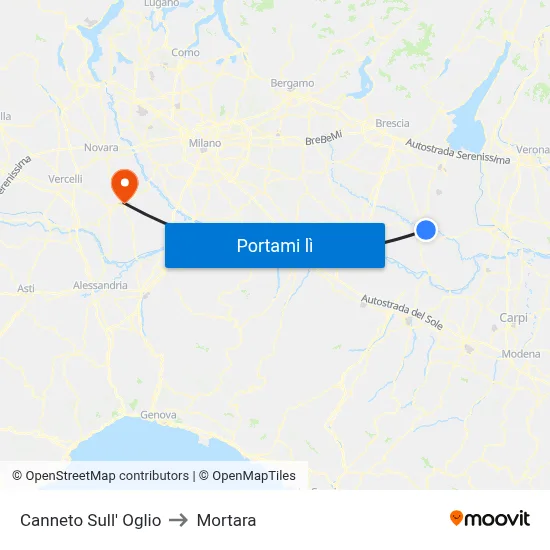 Canneto Sull' Oglio to Mortara map
