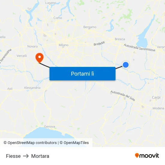 Fiesse to Mortara map