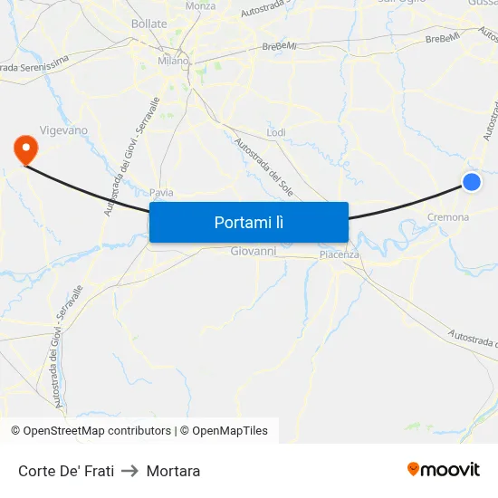 Corte De' Frati to Mortara map