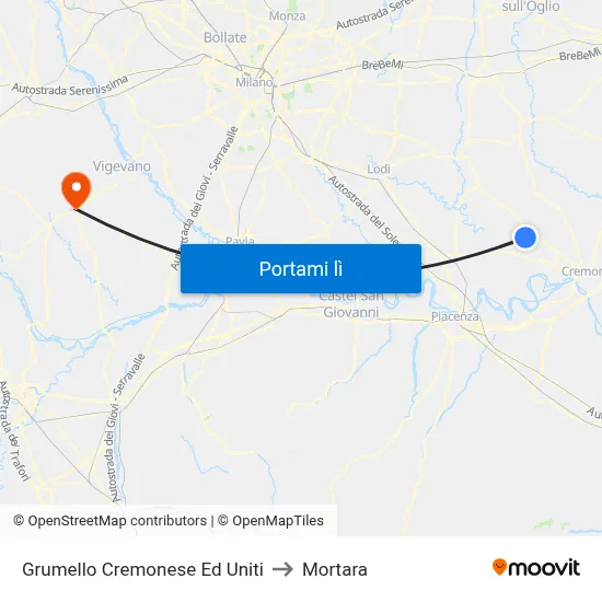 Grumello Cremonese Ed Uniti to Mortara map