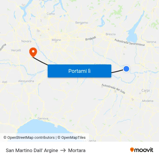 San Martino Dall' Argine to Mortara map