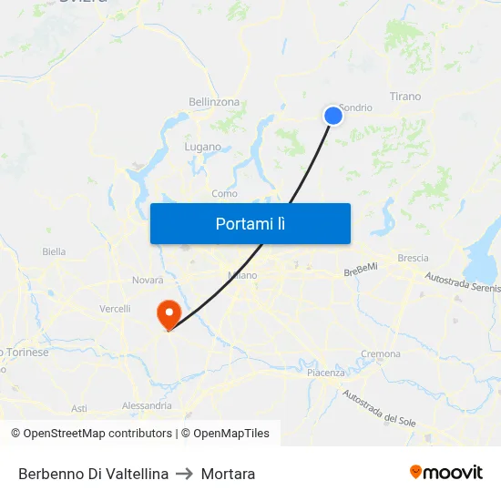 Berbenno Di Valtellina to Mortara map