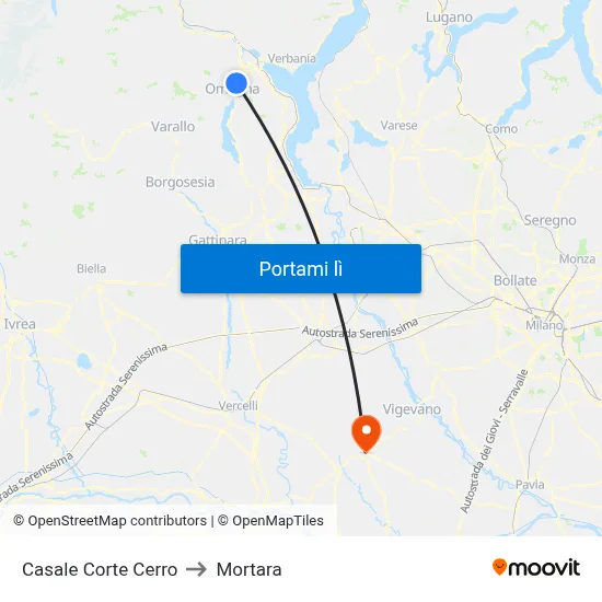 Casale Corte Cerro to Mortara map