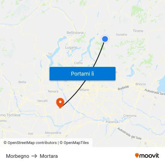 Morbegno to Mortara map