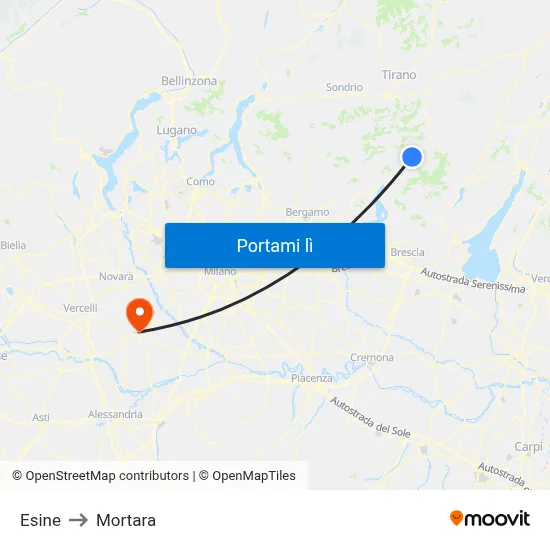 Esine to Mortara map