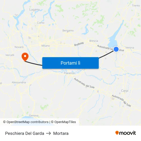 Peschiera Del Garda to Mortara map