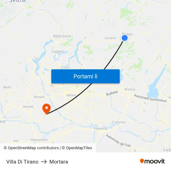 Villa Di Tirano to Mortara map
