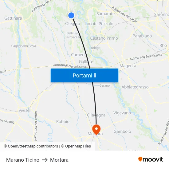 Marano Ticino to Mortara map
