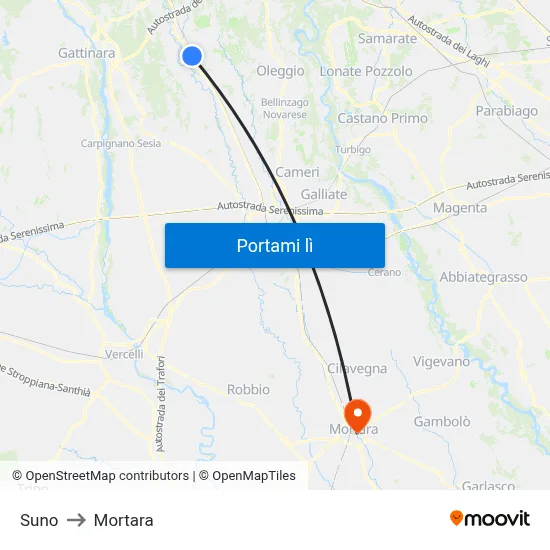 Suno to Mortara map