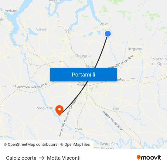 Calolziocorte to Motta Visconti map