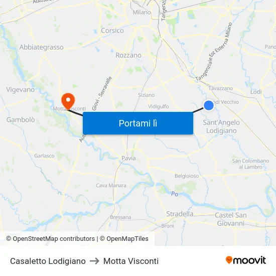 Casaletto Lodigiano to Motta Visconti map