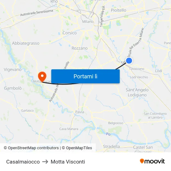 Casalmaiocco to Motta Visconti map