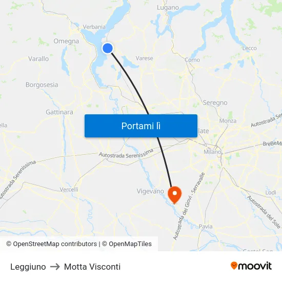 Leggiuno to Motta Visconti map