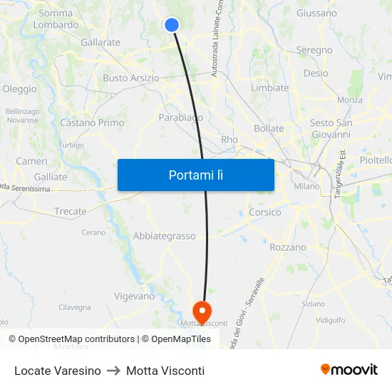 Locate Varesino to Motta Visconti map