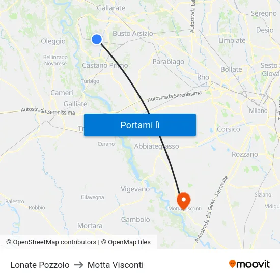 Lonate Pozzolo to Motta Visconti map