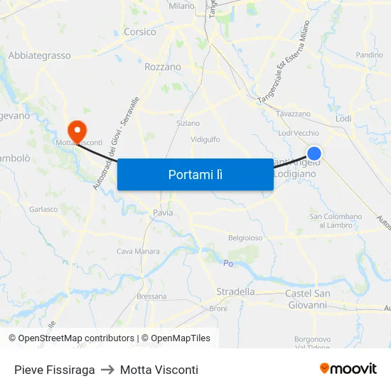 Pieve Fissiraga to Motta Visconti map