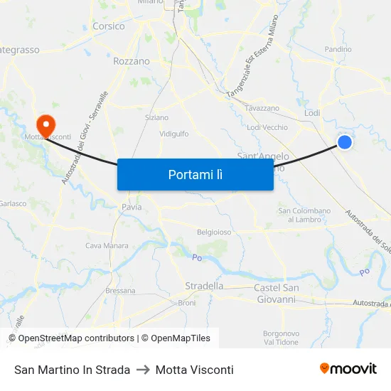 San Martino In Strada to Motta Visconti map