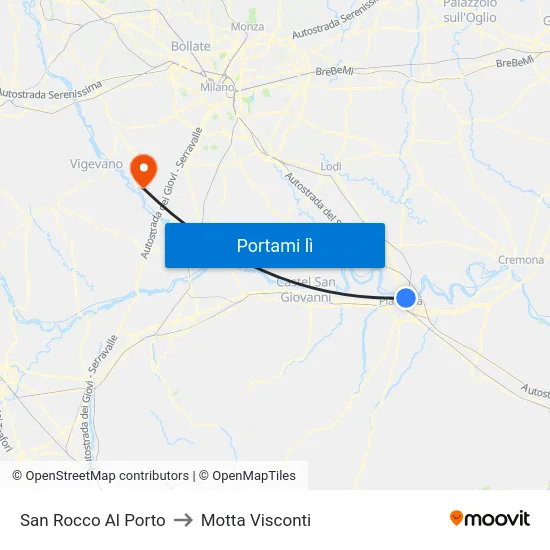 San Rocco Al Porto to Motta Visconti map