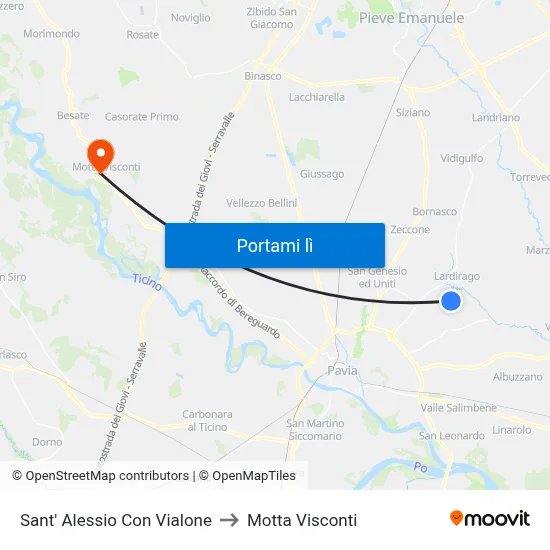 Sant' Alessio Con Vialone to Motta Visconti map