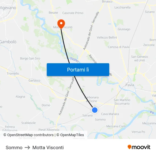 Sommo to Motta Visconti map
