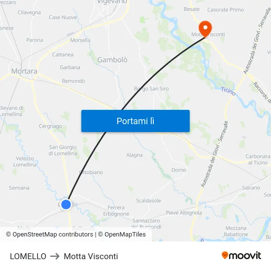 LOMELLO to Motta Visconti map
