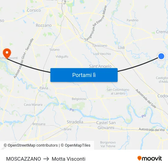 MOSCAZZANO to Motta Visconti map