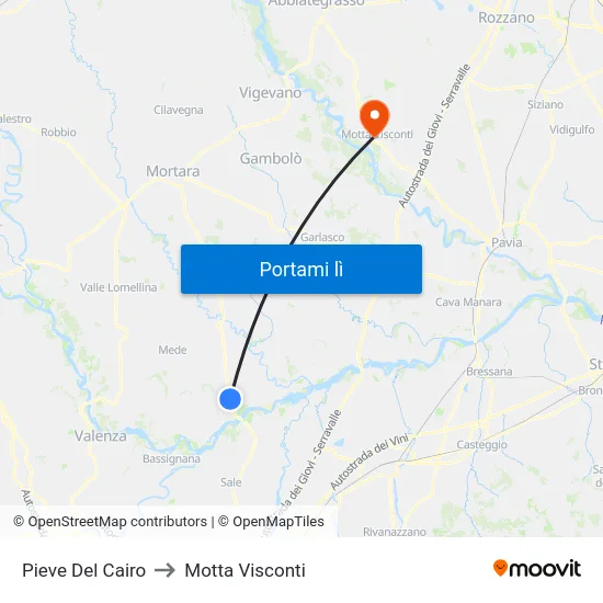 Pieve Del Cairo to Motta Visconti map