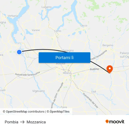 Pombia to Mozzanica map