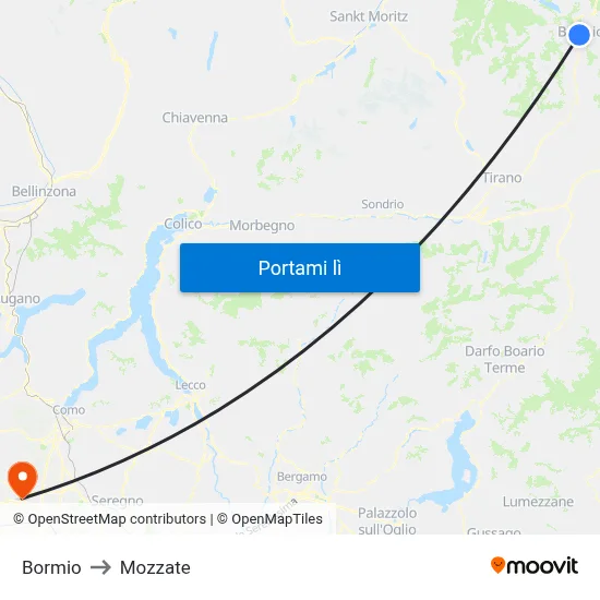Bormio to Mozzate map