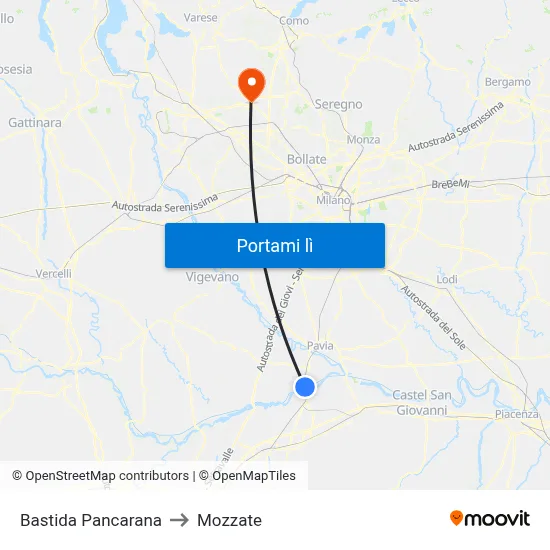 Bastida Pancarana to Mozzate map
