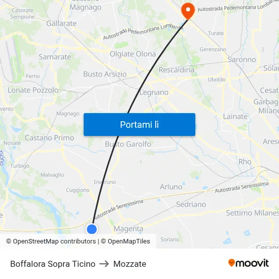Boffalora Sopra Ticino to Mozzate map