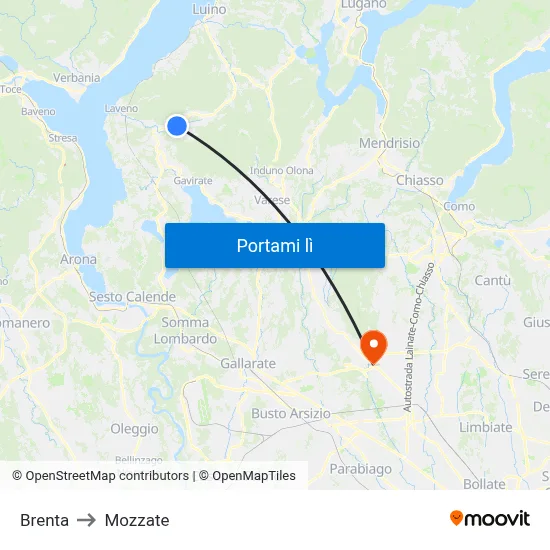 Brenta to Mozzate map
