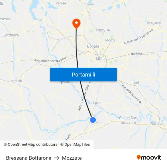 Bressana Bottarone to Mozzate map