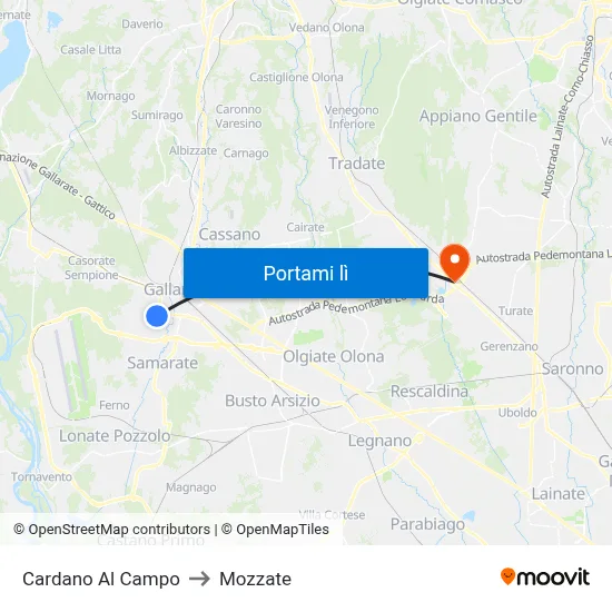 Cardano Al Campo to Mozzate map