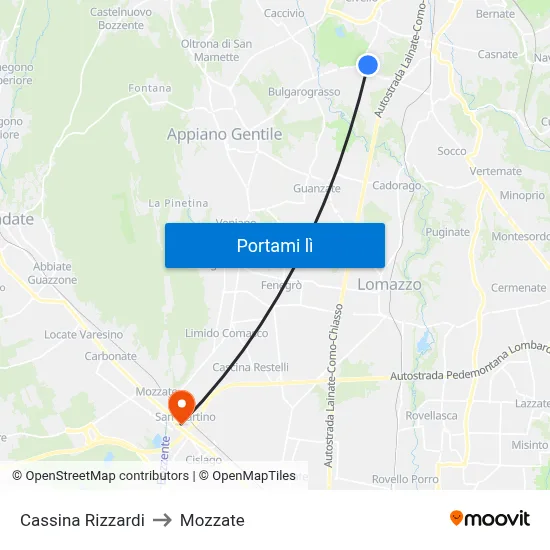Cassina Rizzardi to Mozzate map