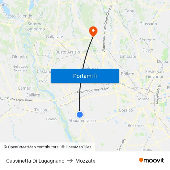 Cassinetta Di Lugagnano to Mozzate map