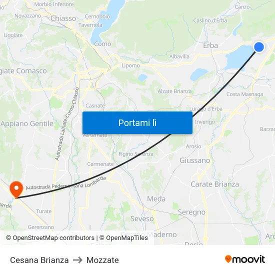 Cesana Brianza to Mozzate map